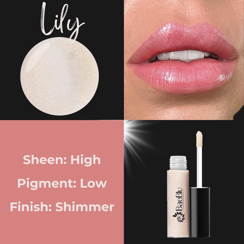 BaeBlu Organic Vegan Lip Gloss, 100% Natural Non-Toxic Moisturizing Ingredients, Lily - Image 2