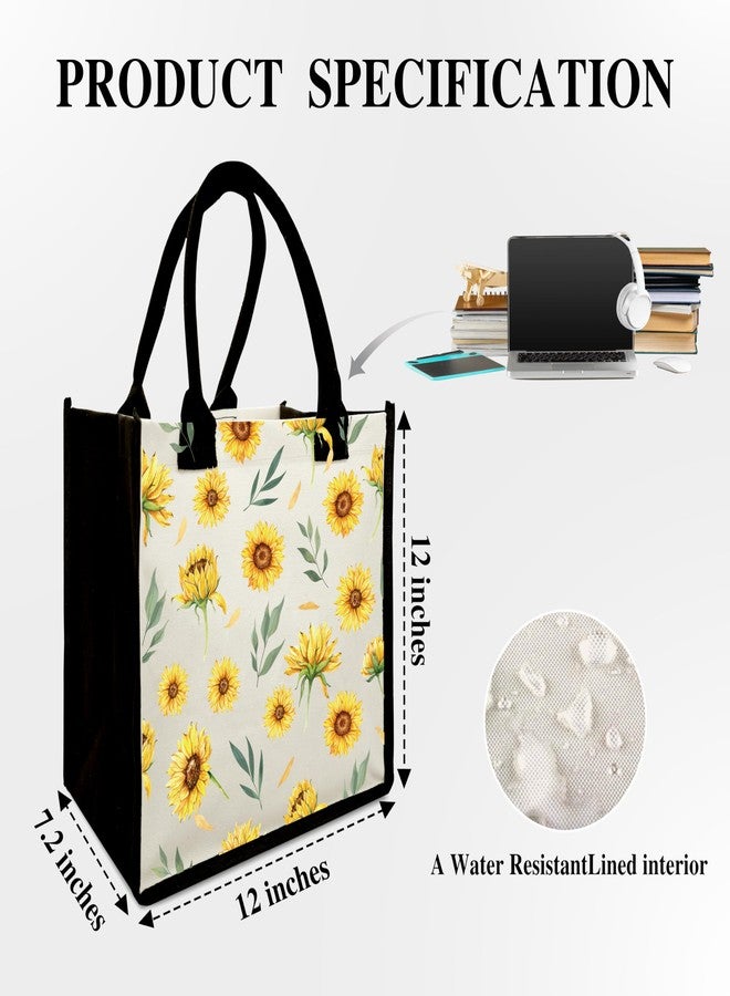 BXVRT Sunflower Shoulder Beach Bag, Canvas Tote Bag, Inspirational Gifts For Women, Greenery Floral Shopping Bag, Birthday Christmas Motivational Gifts For Friends Besties Colleagues Mother -43 - Image 3