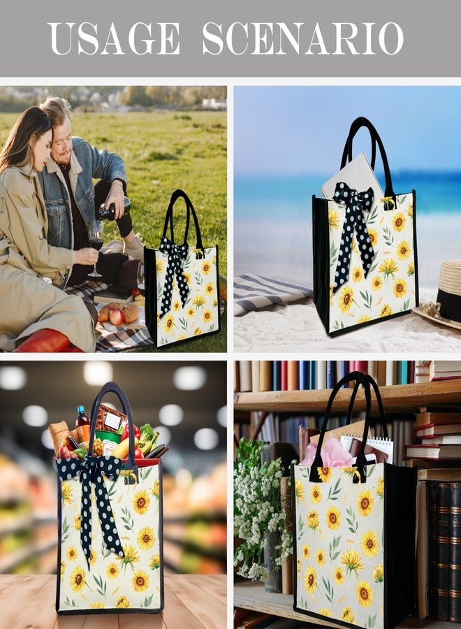 BXVRT Sunflower Shoulder Beach Bag, Canvas Tote Bag, Inspirational Gifts For Women, Greenery Floral Shopping Bag, Birthday Christmas Motivational Gifts For Friends Besties Colleagues Mother -43 - Image 4