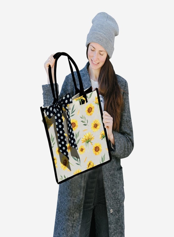 BXVRT Sunflower Shoulder Beach Bag, Canvas Tote Bag, Inspirational Gifts For Women, Greenery Floral Shopping Bag, Birthday Christmas Motivational Gifts For Friends Besties Colleagues Mother -43 - Image 2