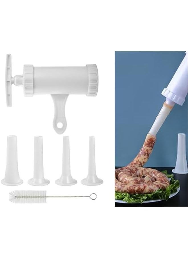 Generic Sausage Stuffer Manual Sausage Maker with 4 Sizes Funnel Stuffing Tubes Plastic Meat Filler Stuffer Salami Maker  - Image 1