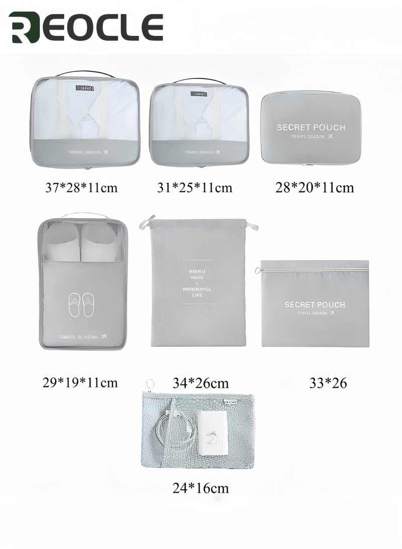 7 Set Packing Cubes for Travel Lightweight Luggage Organizer Packing Organizers Travel Foldable Luggage Organizers Storage Bag