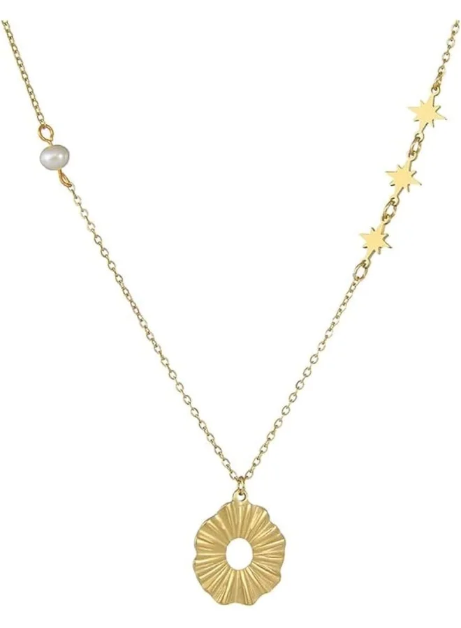 لي كوبر قلادة نسائية من الفولاذ المقاوم للصدأ بطلاء ذهبي