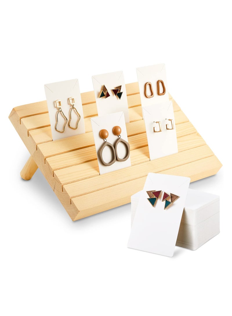 SYOSI Earring Display Stand Wooden Business Card Holder Rustic Wood Earring Card Display Jewelry Displays Earring Cardboard for Selling Earring Jewelry Organizer Displaying Photos Business Card Wood - Image 1