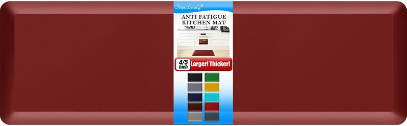 StepLively 4/5 Inch Thick Kitchen Mat - Cushioned Anti Fatigue Mats for Kitchen Floor - Easy to Clean, Waterproof, Non-Slip Kitchen Rug for Sink, Office, Kitchen (22''x72'' Red) - Image 1