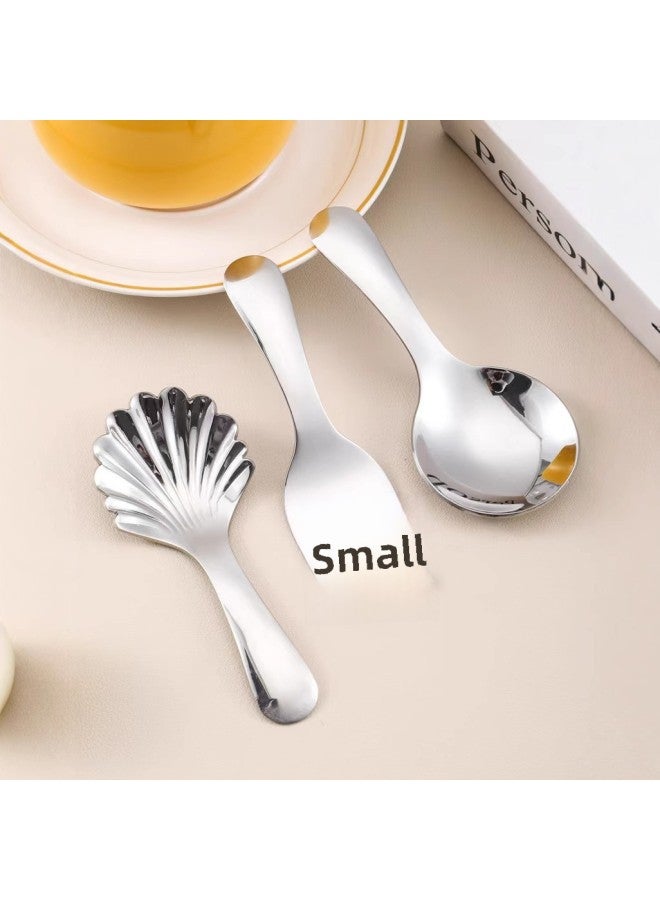 Stainless Steel Spoon Fork Creative Internet Celebrant Milk Powder Shell Spoon Short Handle Children's Spoon Fork Household Cake Dessert Spoon-Color:Rose Gold Shell Spoon - Image 5