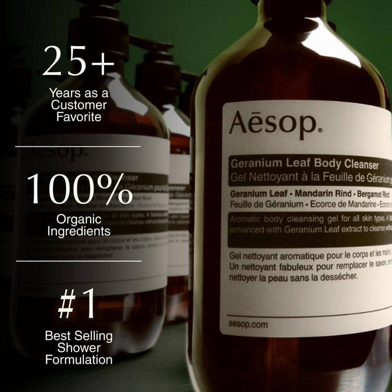 Aesop Geranium Leaf Body Cleanser | Gentle Shower Gel with Geranium, Mandarin and Bergamot Essential Oil Blend to Refresh & Balance Skin | 500 mL / 16.9 oz - Image 3