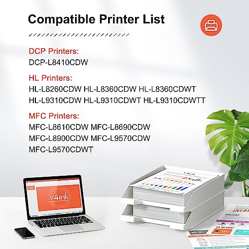 v4ink TN431BK TN433BK Compatible Toner Replacement for Brother TN433 TN431 Black Toner for Brother MFC-L8900CDW MFC-L8610CDW HL-L8260CDW HL-L8360CDW HL-L8360CDWT HL-L9310CDW Printer 1 Pack - Image 2