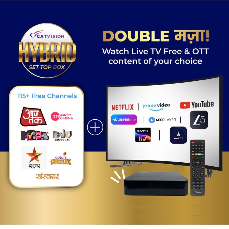 CTVISON Catvision Hybrid Set Top Box OTT+DVB S2 | 115+ DD Free Channels | Free DTH - Image 3