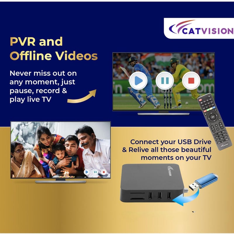 CTVISON Catvision Hybrid Set Top Box OTT+DVB S2 | 115+ DD Free Channels | Free DTH - Image 4
