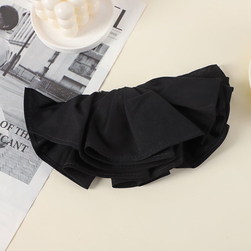 Generic Korean style double-layer skirt plaid hairpin hair ring heavy-duty hand-made design oversized headwear tied ponytail large intestine ring rubber band Black hairpin