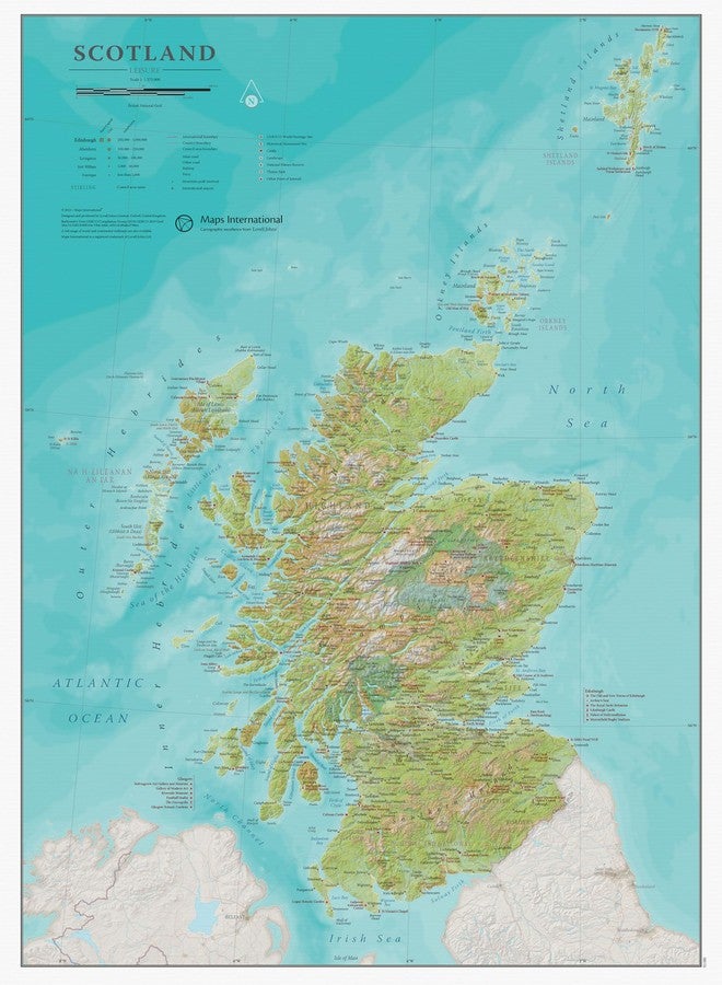 Maps International Map Of Scotland - Traveller Gift - Detailed Cartography - 16.5 x 23.4 inches - Maps International - Image 1