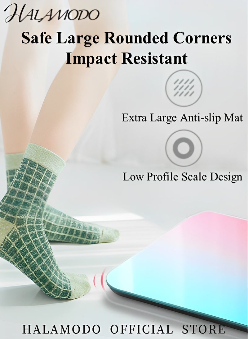 هالامودو ميزان رقمي ذكي لوزن الجسم ميزان حمام رقمي عالي الدقة مؤهل لوزن الجسم FSA أو HSA مع شاشة LCD وشحن USB وتحويل الوحدة بنقرة واحدة - Image 2