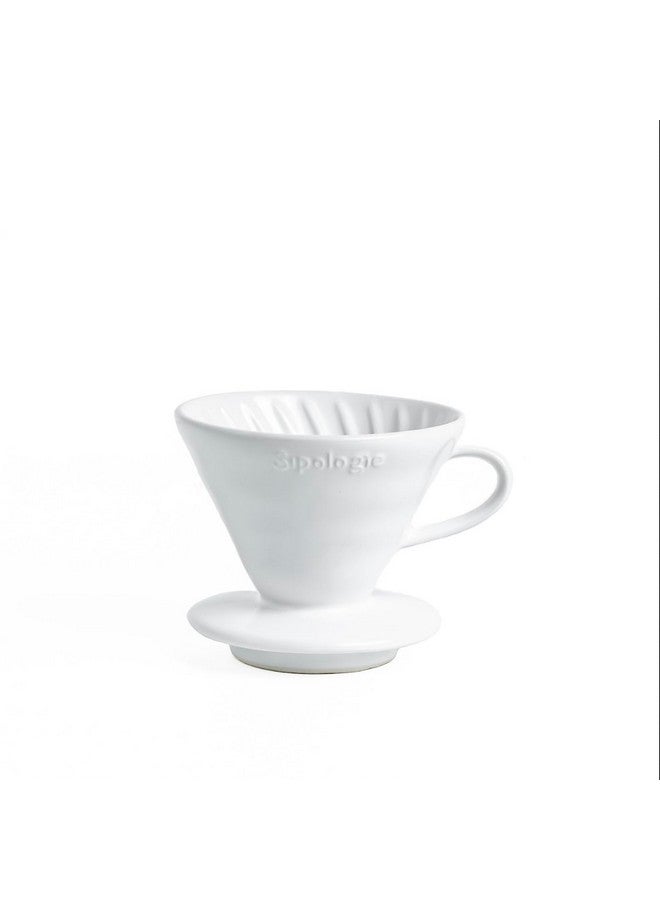 Sipologie Sipologie Clarity Pour Over Coffee Maker, 50 Filter Papers Included - Brew Bright, Clean and Flavourful Coffee, High-Fired Durable Ceramic, Spiral Ridges for Even Extraction, 1 Cup  - Image 5