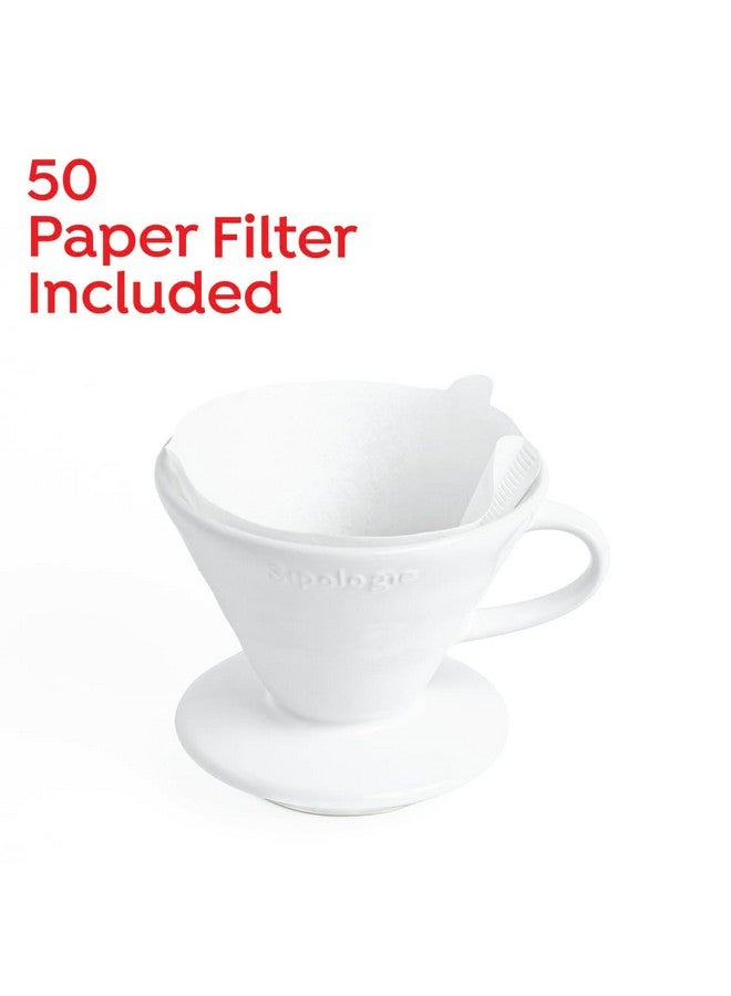 Sipologie Sipologie Clarity Pour Over Coffee Maker, 50 Filter Papers Included - Brew Bright, Clean and Flavourful Coffee, High-Fired Durable Ceramic, Spiral Ridges for Even Extraction, 1 Cup  - Image 3