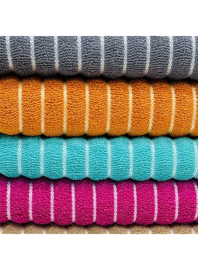 STAMIO Cotton 400 GSM Hand Towel Set of 6, 14 X 21 Inch for Men, Women, Home Use, Gym, Wash Basin | Soft, Absorbent, Quick Dry, Small Size Towels, Travel Friendly | Jumping Stripe, Multicolor - Image 4
