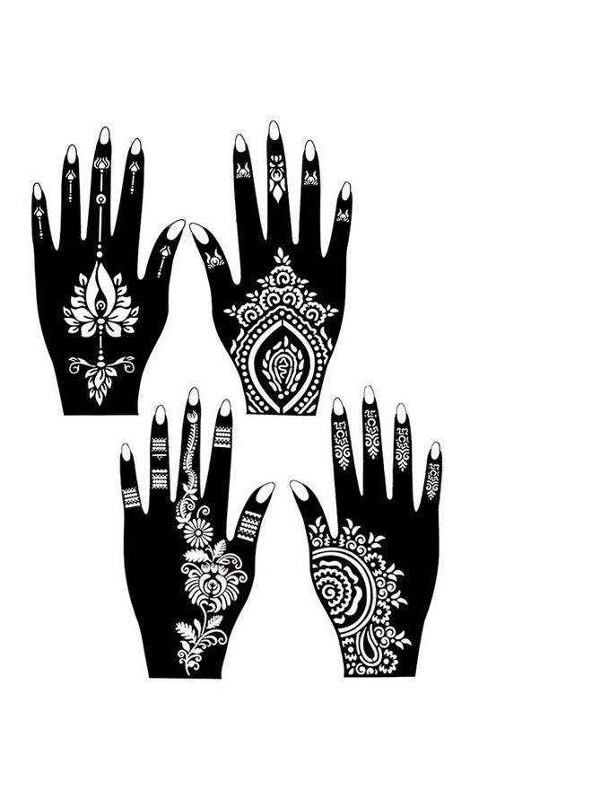 إيفاناز مجموعة قوالب وشم الحناء من إيفانا هينا ميهاندي لليد | الجسم | الأصابع | الوجه | وشم مؤقت من هينا آرت للأطفال والفتيات والنساء، تصميم - Stencil-101، أسود، مقاس M (C-Stencil-101) - Image 1