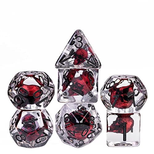 UDIXI Skull DND Dice Set 7pcs Resin RPG DD Dice Set for Role Playing Game and Other Tabletop Games Red - Image 1