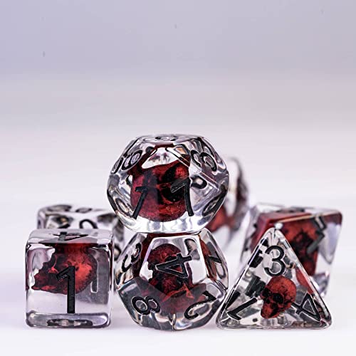 UDIXI Skull DND Dice Set 7pcs Resin RPG DD Dice Set for Role Playing Game and Other Tabletop Games Red - Image 5