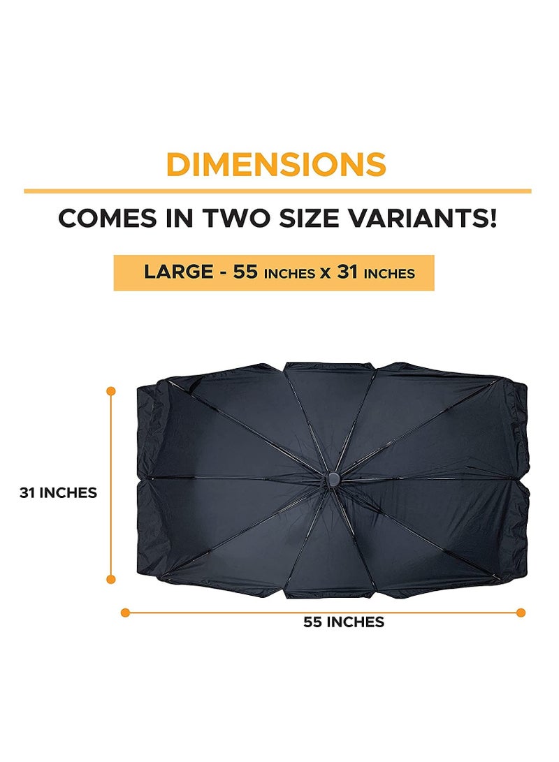Generic Car Windshield Sunshade | Foldable Reflector Umbrella Sunshade for Cars, Blocks UV Rays Sun Visor Protector Sunshade to Keep Your Vehicle Cool and Damage Free  - Image 3