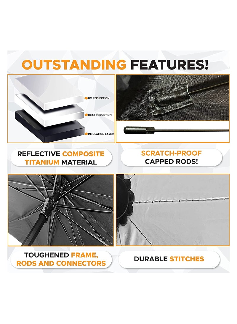 Generic Car Windshield Sunshade | Foldable Reflector Umbrella Sunshade for Cars, Blocks UV Rays Sun Visor Protector Sunshade to Keep Your Vehicle Cool and Damage Free  - Image 4