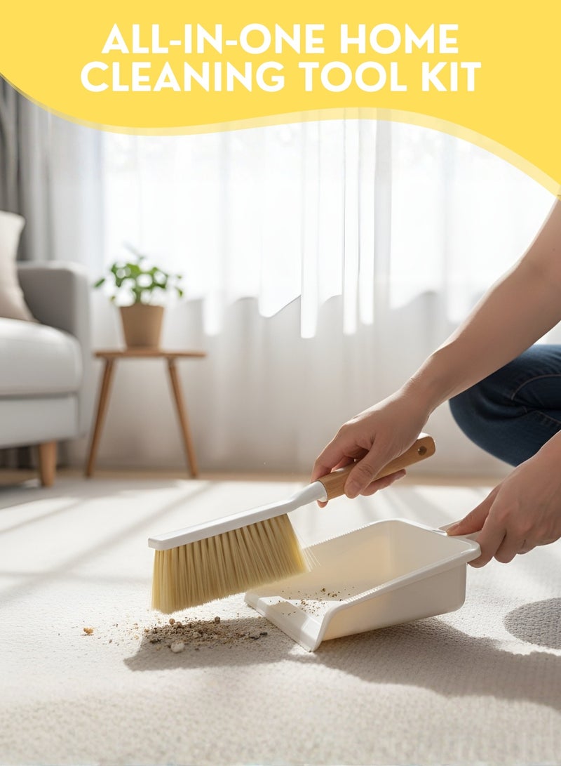 JUNI 5-Piece Kitchen Cleaning Set, Heavy Duty Brush Set with Dustpan,Dish Scrubber, Bottle Brush, Pan Scrubber, Scouring Pad for Deep Household Cleaning - Image 3