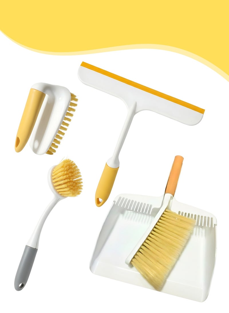 JUNI 5-Piece Kitchen Cleaning Set, Heavy Duty Brush Set with Dustpan,Dish Scrubber, Bottle Brush, Pan Scrubber, Scouring Pad for Deep Household Cleaning - Image 1