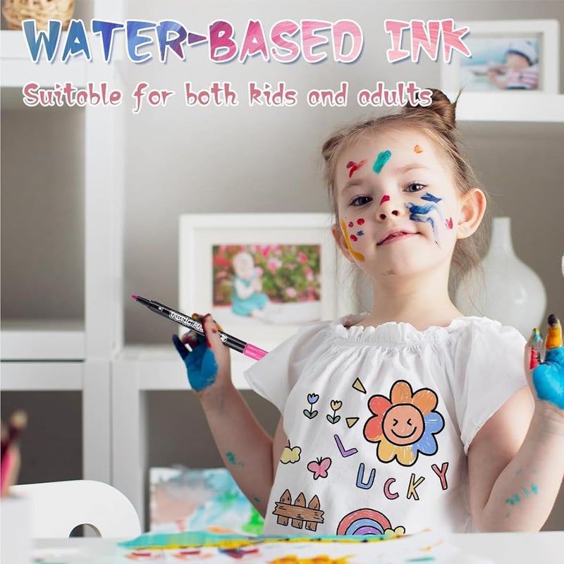 KASTWAVE 12 Fabric Markers Pens Set, Textile Marker Washable, Non Toxic Fabric Paint Pens, Permanent Marker for Clothes, Fine Point Textile Marker Pen, Craft Paint Pens Art Markers - Image 3