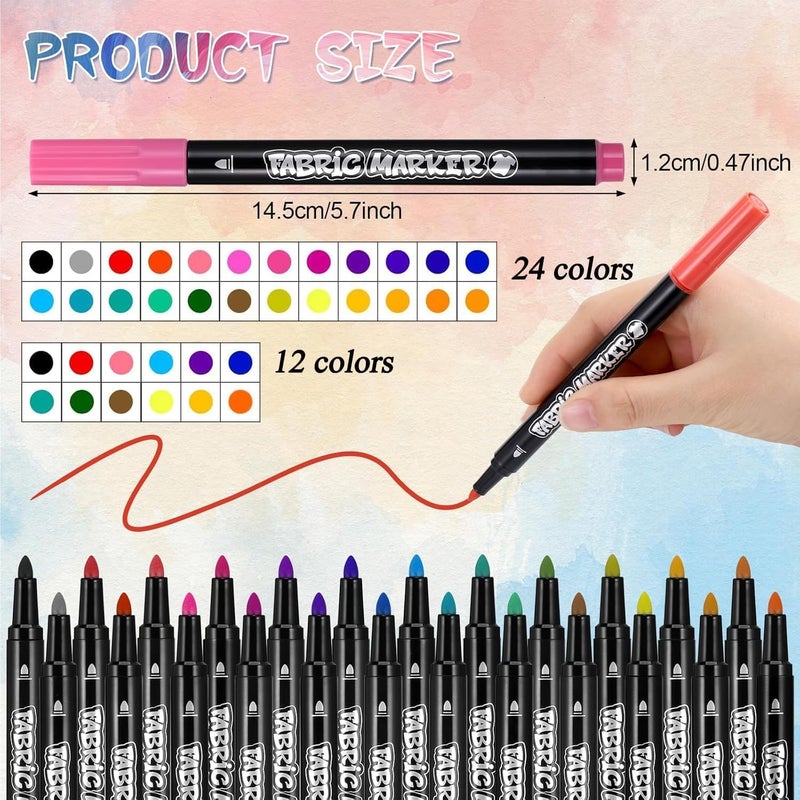 KASTWAVE 12 Fabric Markers Pens Set, Textile Marker Washable, Non Toxic Fabric Paint Pens, Permanent Marker for Clothes, Fine Point Textile Marker Pen, Craft Paint Pens Art Markers - Image 5