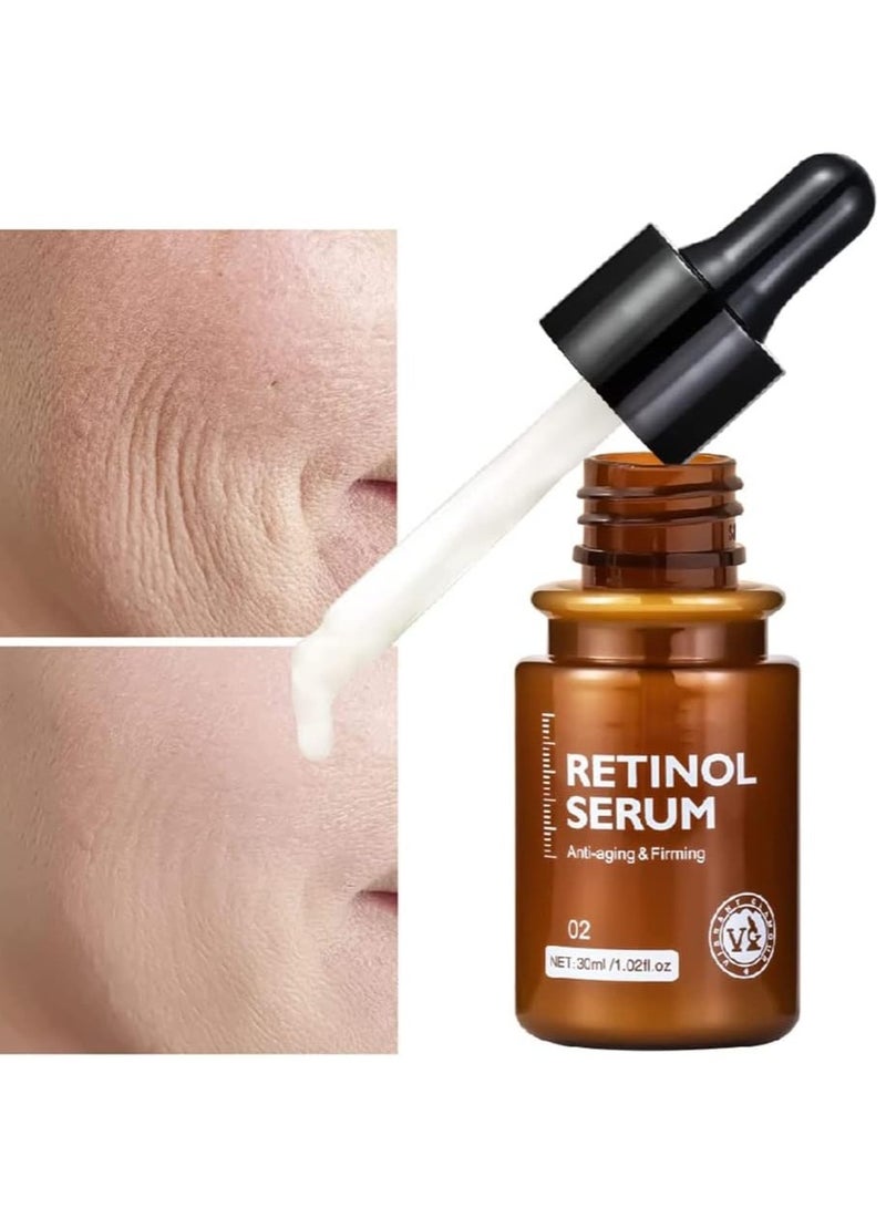 Vibrant Glamour سيروم الوجه المضاد للشيخوخة بالريتينول - مرطب ومشد للبشرة - يخفف الخطوط الدقيقة - جوهر عناية عميقة - يزيل التجاعيد ويحتوي على فيتامين E وحمض الهيالورونيك - Image 3