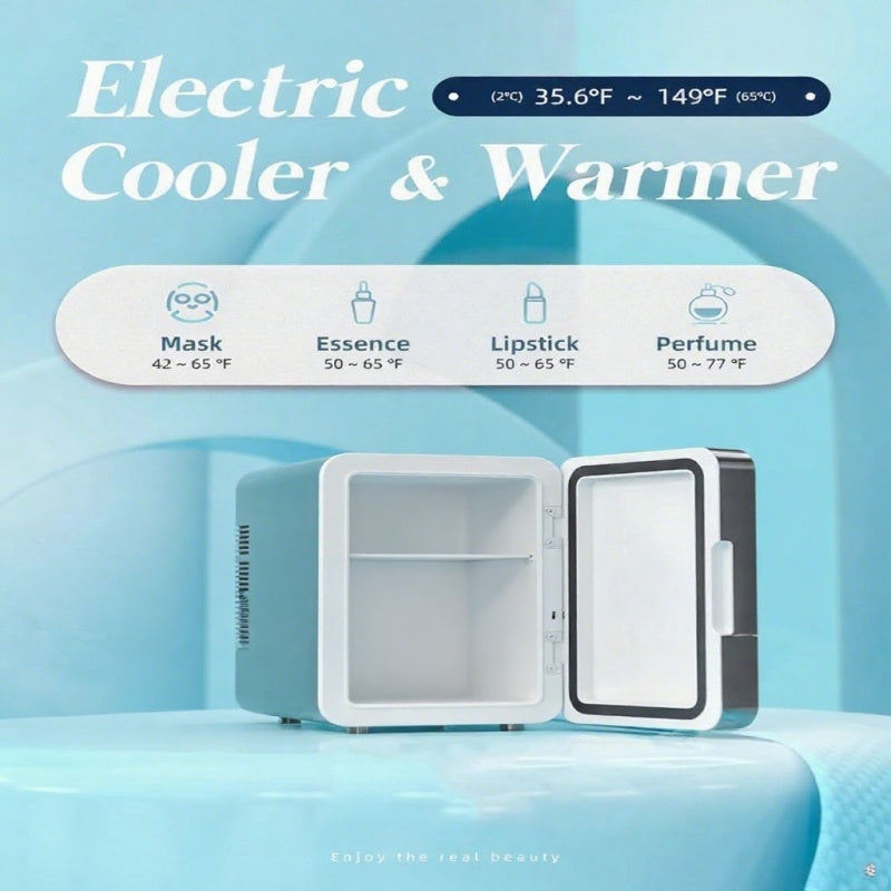 Mini Skincare Fridge: 4 Liter 6 Can Capacity, Lightweight 2kg For Easy Portability, Sleek White Design, Cooler Warmer With Dimmable LED Light Mirror, For Bedroom Office Car Use - Image 3