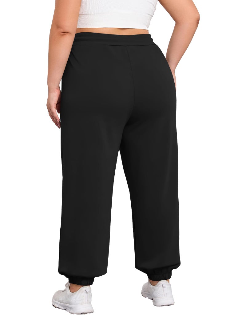FOREYOND Plus Size Sweatpants for Women Casual Lounge Yoga Joggers Elastic Waist Workout Active Sweat Pants with Pockets Black 3XL - Image 3