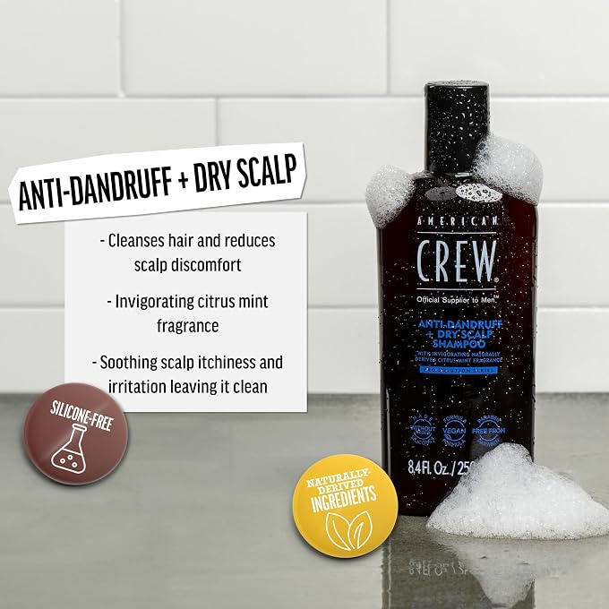 AMERICAN CREW Anti-Dandruff + Dry Scalp Shampoo by, Citrus Mint Scent, 8.45 Oz - Image 2