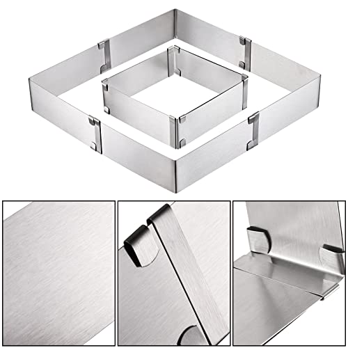YOUEON 4 Pack Square Cake Molds Ring Adjustable from 6" to 11", Stainless Steel Mousse Cake Ring, Baking Molds, Pastry Making Tool for Birthday Cakes, Party Dessert, Handmade Snack - Image 3
