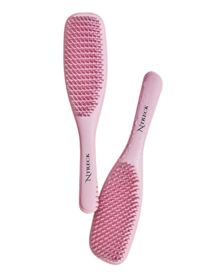 N Treck Paddle Detangler Hair Brush for Men & Women | Hair Comb for Dry & Wet Hair Styling | Flexible Bristles for Gently Glide Through Hair & Massage Scalp | Reduces Hair Damage - Pack of 1, Pink - Image 4