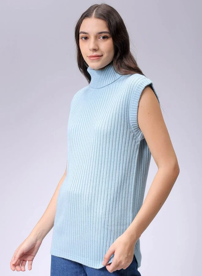 مرفوعة Women Loose Fit Solid High Neck Sweater