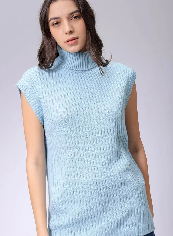 مرفوعة Women Loose Fit Solid High Neck Sweater