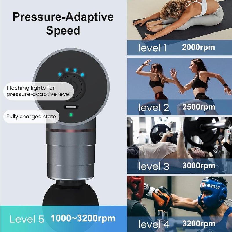 Bluejw Mini Massage Gun, Full-Metal Electric Portable Hand Held Massager Gun for Back, Body Muscles, Gifts, Office, Home, Athletes - Image 5
