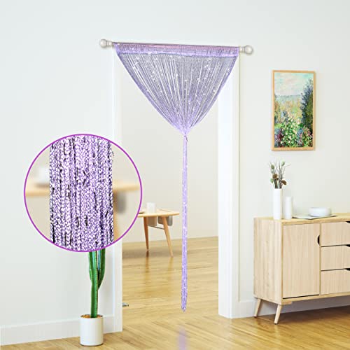 Transcosy String Curtains for Doorways Glitter Beaded Curtains Door Sparkle Beads Curtain Open Closet Laundry Hanging Hippie Glisten Beads Window Girls Panel (Purple, 39"×79" in) - Image 3