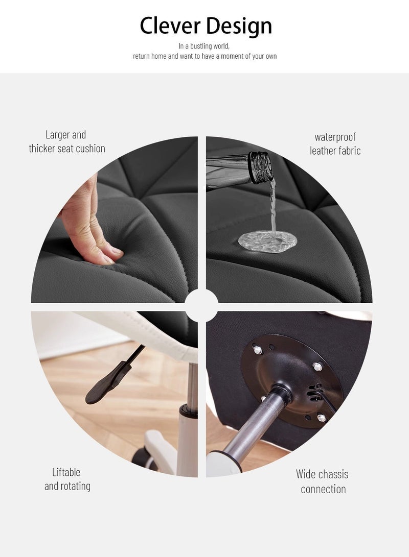 Sinyin Set of 4 Ergonomic Office Chairs with Soft Padded Cushion, Adjustable Swivel Desk Chair with Wheels, Modern Computer Chair for Home Office, Bedroom, Vanity and Study Room - Image 3
