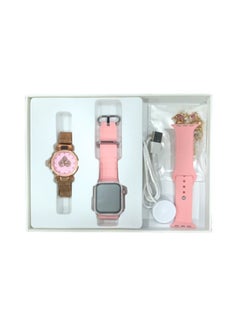 modio Modio MW17 Mini Ladies Smart Watch with 36mm Display 2 Pair Strap and 5 in 1 Diamond Jewellery Combo Pink  - Image 2