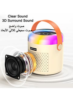 LKTOCAFT Mini Karaoke Machine, Portable Bluetooth Karaoke Speaker  with 2 Wireless Microphones for Kids, Birthday Gifts for Girls Boys, Family, Home Party, (Beige)  - Image 3