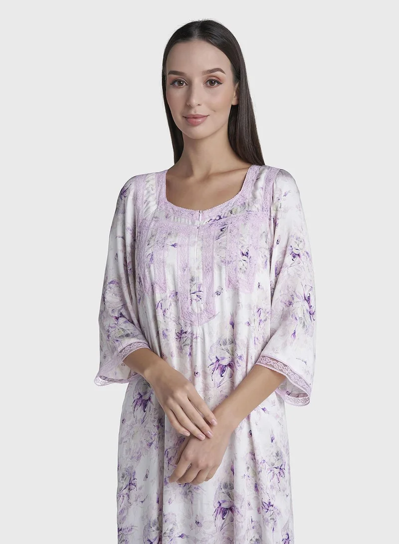 كشخة Violet Viscose Long Nightwear Dress (CNH510)