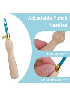 HASTHIP HASTHIP® 35Pcs Embroidery Punch Needle Kit, Punch Needle Tool Punch Needle Embroidery Kits Include Wooden Handle Embroidery Pen Set, Big Eye Needles with Punch Needle Cloth for Adults Beginner  - Image 3