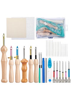 HASTHIP HASTHIP® 35Pcs Embroidery Punch Needle Kit, Punch Needle Tool Punch Needle Embroidery Kits Include Wooden Handle Embroidery Pen Set, Big Eye Needles with Punch Needle Cloth for Adults Beginner  - Image 1