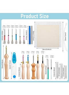 HASTHIP HASTHIP® 35Pcs Embroidery Punch Needle Kit, Punch Needle Tool Punch Needle Embroidery Kits Include Wooden Handle Embroidery Pen Set, Big Eye Needles with Punch Needle Cloth for Adults Beginner  - Image 2