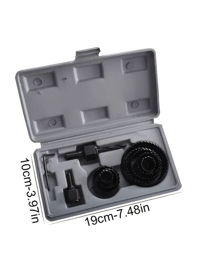 Black Eleven Piece Carbon Steel Hole Saw Cutting Kit For Wood Metal Plastic - Image 2