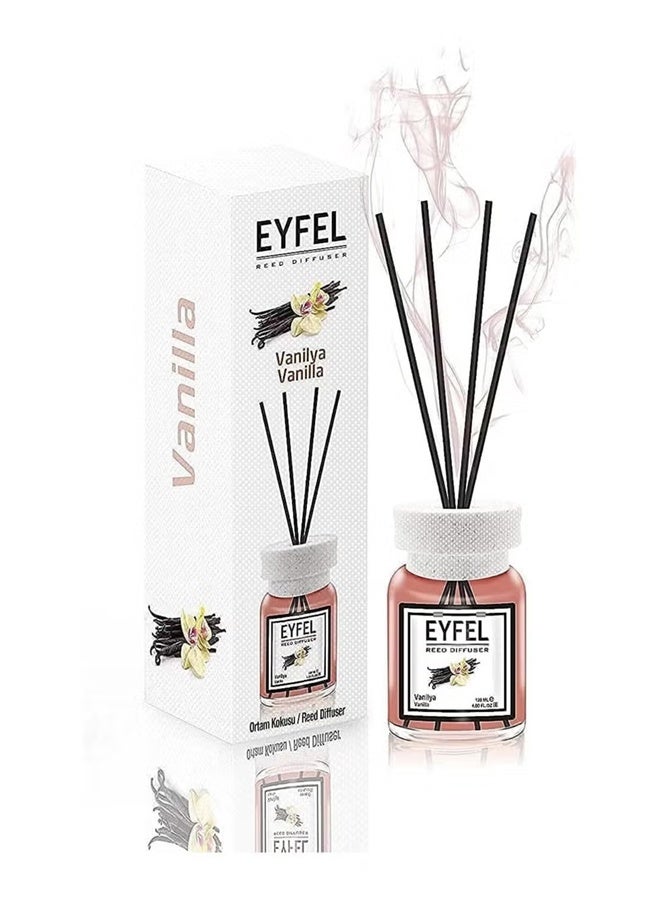 آيفيل مجموعة معطر جو برائحة الفانيليا - 120 مل عطر فاخر يدوم طويلاً مع أعواد معطر أنيقة للحمامات وغرف المعيشة والمكاتب والمتاجر وصالات العرض - Image 1