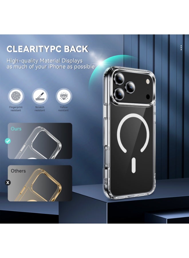 MonaPlay iPhone 17 Pro Max Case Crystal Clear MagSafe, Magnetic Slim Shockproof Cover, Corner Air Pockets, 1.0mm Raised Camera/Screen, Wireless Charging Compatible, Lanyard Hole - Image 3