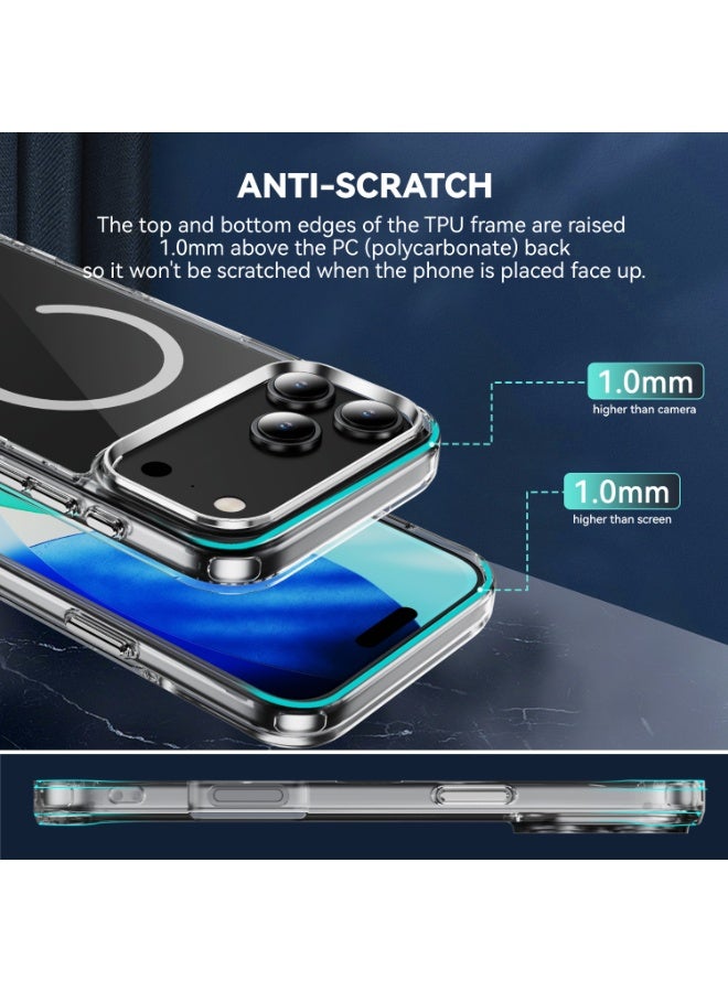 MonaPlay iPhone 17 Pro Max Case Crystal Clear MagSafe, Magnetic Slim Shockproof Cover, Corner Air Pockets, 1.0mm Raised Camera/Screen, Wireless Charging Compatible, Lanyard Hole - Image 4